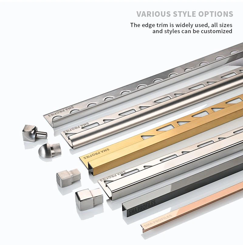 2 tile edge corner trim of stainless material