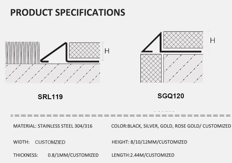 5 floor transition strips metal stainless steel