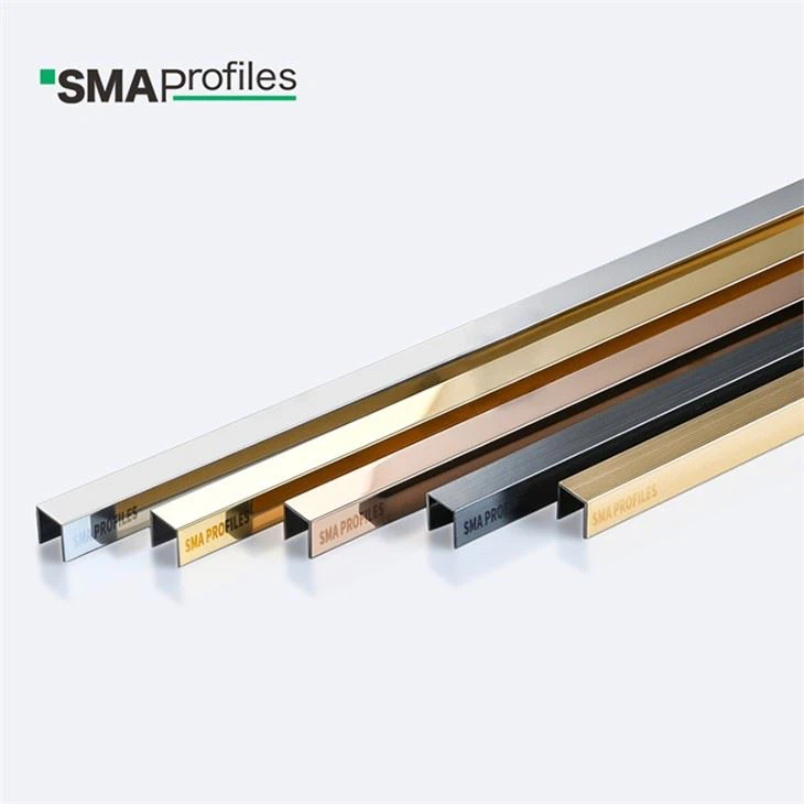 10mm brushed steel tile trim